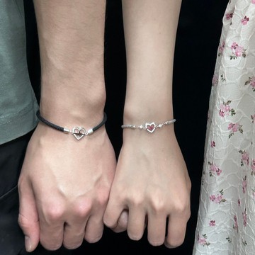 心動訊號情侶手鏈銀男女款刻字小眾輕奢高級感情人節禮物編織 z8112