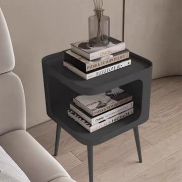 【匠俱】鐵藝床頭 床邊置物桌 茶几桌子35x35x50cm(床頭櫃+雙層儲物+防水耐磨)