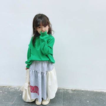 LILI日系休閑拼接印花大擺親子裝