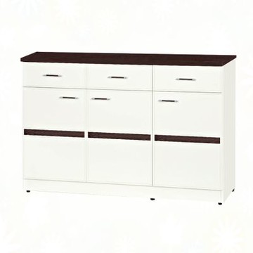 文創集-南亞塑鋼     川崎 南亞塑鋼4.1尺三開門三抽低電器櫃/餐櫃/收納櫃-124.3x42.8x83m免組