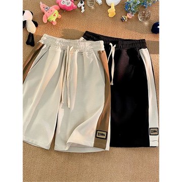 華夫格短褲男夏季薄款運動五分褲男士寬松大碼5分褲美式休閑褲子