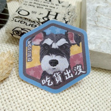 雪納瑞-奧斯卡-吃貨出沒-防水車貼-防水貼紙-安全帽貼紙