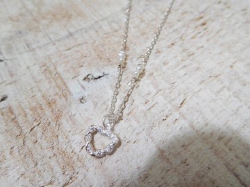 純銀925mini鋯石碎鑽愛心珍珠短鍊 送禮