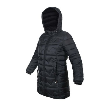 FIRESTAR 女可拆帽鋪棉外套-長版-防風 防潑水 保暖 上衣 連帽外套 HL138-10 黑