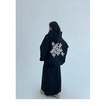 【RICECAKE & OISIS】美式復古 圖案刺繡 帽t 高級感 百搭 oversize 連帽衛衣 女