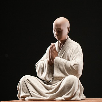 煉器紫砂禪意小和尚擺件創意陶瓷人物家居客廳書房裝飾品魚缸造景