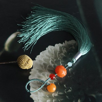 天然玉石荷花 花朵手工流蘇掛件 女 旗袍飾品 包掛 車掛 創意禮品