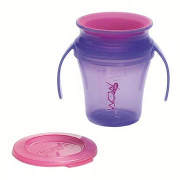 WOW Cup baby 360度防漏握把訓練杯 不含吸管和按鈕  果凍紫  207ml  1個
