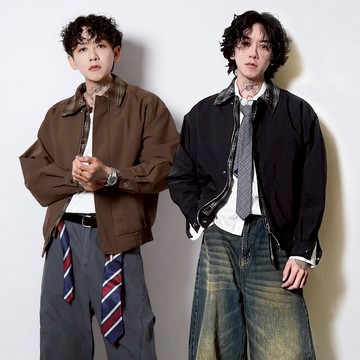 老錢系列Old Money 棕色美拉德假兩件夾克