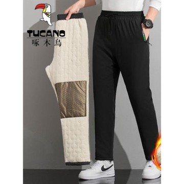 啄木鳥棉褲男女冬季戶外運動加絨加厚大碼防風防水外穿羊羔絨長褲