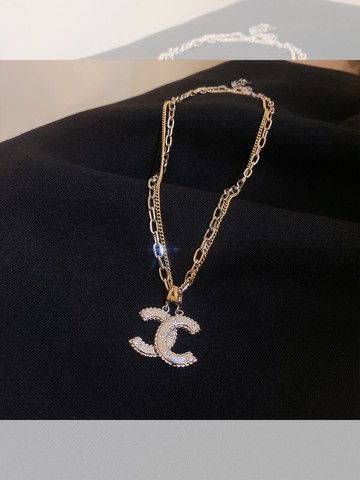 塔蘭歐美風C字母項鏈輕奢小眾雙層疊戴鎖骨鏈ins嘻哈短款毛衣鏈女