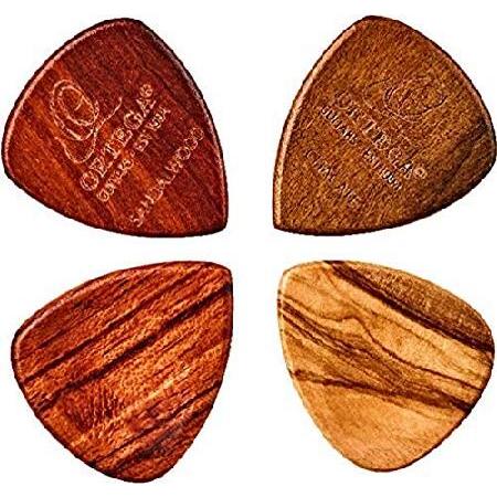 Ortega Guitars 2. mm Triangular Wooden Pick-Acoustic, Electric or Bass Guitar-4 Piece Assortment Pack (OGPW-MIX4)