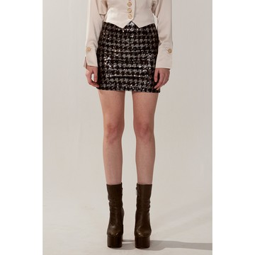 AVVJOY迷你亮片包臀半身裙全亮片千鳥格圖案微包臀設計更顯好身材吸睛亮點推薦單品