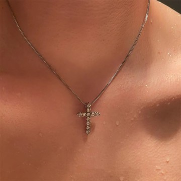 嘻哈十字鈦鋼男女項鍊,時尚個性潮流配飾