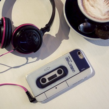 香港原創設計 藍色隨身聽圖案 iPhone X,  iPhone 8,  iPhone 8 Plus,  iPhone 7, iPhone 7 Plus, iphone 6/6S , iphone 6/6S PLUS, Samsung Galaxy Note 7 透明手機殼