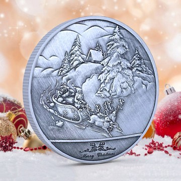 圣誕書包掛飾紀念硬幣古銀幣 圣誕老人平安夜禮物金幣銀幣鑰匙扣