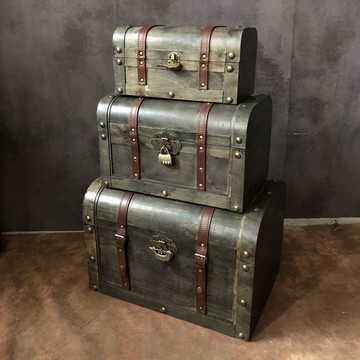 仿古做舊帶鎖木箱復古箱子老式藏書寶箱收納整理箱訂做創意包裝箱