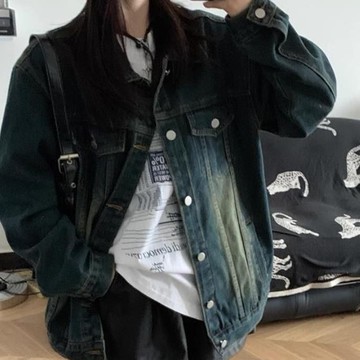 衣時尚 牛仔外套 外套 牛仔上衣 S-XL新款美式復古做舊牛仔外套寬鬆休閒夾克上衣-7649.