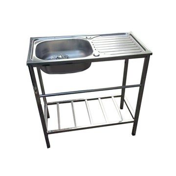 加厚家用不銹鋼304水槽盆帶支架一體式多層洗菜水盆洗碗池出租房[DD160109]