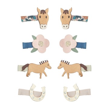 英國Mimi & Lula_AW24_鄉村家園-俏皮小馬迷你髮夾8入