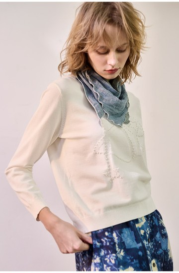 ART緹花縫珠繡線衫