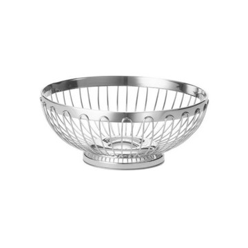 不銹鋼果籃圓形酒店餐廳水果籃線制水果藍鏤空加大水果收納籃