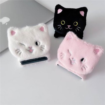 毛絨刺繡可愛貓咪適用Galaxy z flip3三星折疊屏zflip5代手機殼女款翻蓋ZFlip4全包防摔VIVOXFLIP秋冬外殼