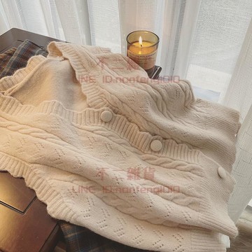 針織馬甲 毛衣背心 女春季外搭復古寬松慵懶v領別致上衣【不二雜貨】