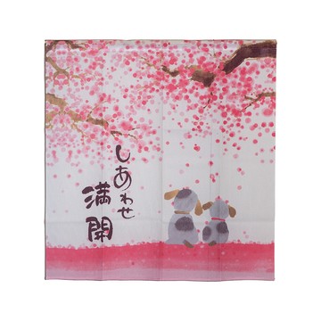 一品川流 針織中門簾-85x90cm-幸福滿開-1條
