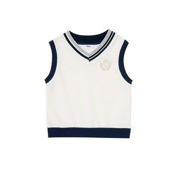 FILA KIDS 女童短袖針織背心-米白 5TKZ-8422-IV