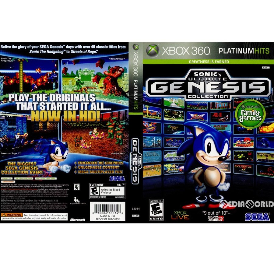 中古即納』{Xbox360}Sonic's Ultimate Genesis Collection(ソニック アルティメット ジェネシスコレクション)  Platinum Hits(68034)(北米版)(20101231) 通販 LINEポイント最大0.5%GET | LINEショッピング