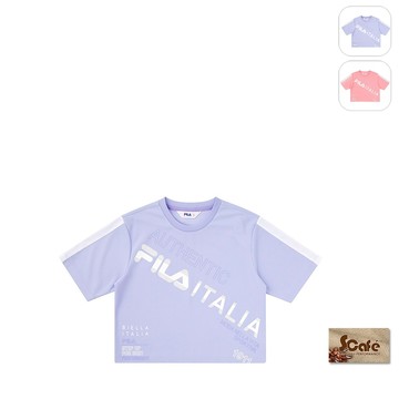 【FILA】KIDS 女童款 吸濕排汗 五分袖上衣-紫色 5TEX-8310-PL