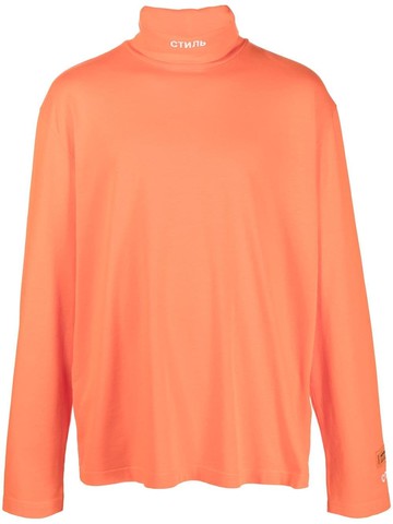 Heron Preston - logo-detail roll-neck jumper - men - Cotton - S - Orange