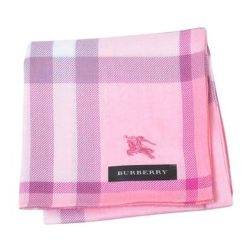 BURBERRY 經典大格紋字母刺繡LOGO帕領巾(葡萄紫/51.5CM)