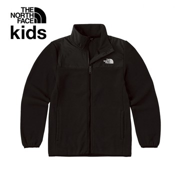 The North Face北面兒童黑色品牌刺繡LOGO立領抓絨外套｜8DNAJK3