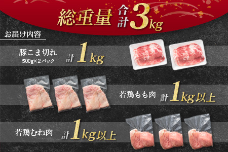 南国みやざき3kgセット＜豚肉1kg 鶏肉2kg＞※60日以内に出荷