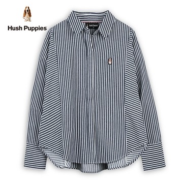 Hush Puppies 襯衫 女裝簡約細條紋連袖寬版襯衫