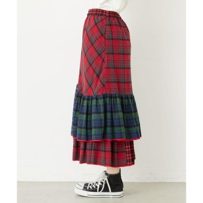 スカート ミルクフェド PLAID PATCHWORK SKIRT チェック柄 パッチ