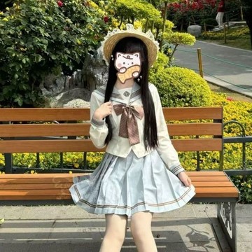 套裝水手中間服2025新款薄荷巧長短袖襯衫上衣百搭JK裙超仙一整套