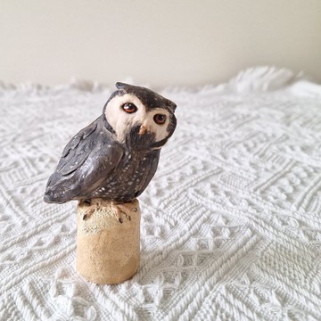 貓頭鷹系列之白臉角鴞 陶瓷偶