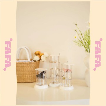 隔日到貨｜透明分層收納盒 桌面小物 飾品化妝品 粉撲耳環 髮飾收納盒 多功能置物盒｜FAFA 發發家居 台灣