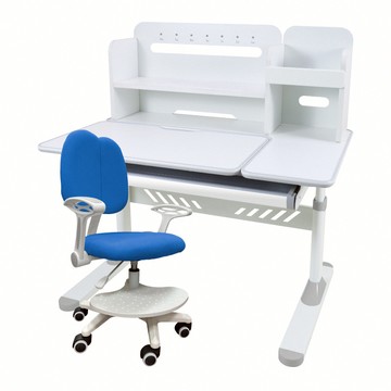 E-home 灰色LOYO洛幼兒童成長桌椅組藍色