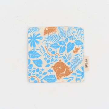 印花布杯墊二入組-10x10/山林朋友/橘藍