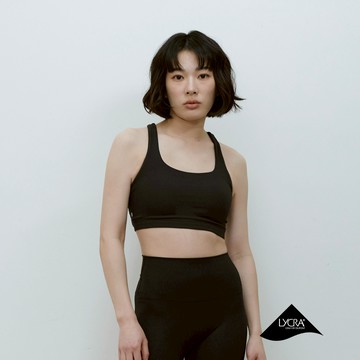 Lycra中強度X線條美背部運動內衣-Black