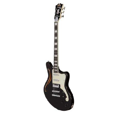 D'Angelico String Semi-Hollow-Body Electrical Guitar, Right, Black Flake (DAPBEDSHBLFCS)