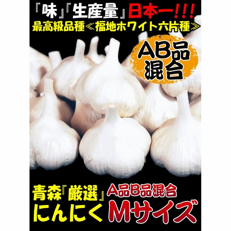 ホワイト六片種青森県産 にんにく（ニンニク） Mサイズ球 5kg（5