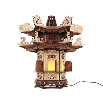 【 DIY 手作】金爐DI 小夜燈 組裝模型 木頭模型 台灣廟宇文化