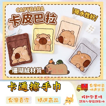 卡皮巴拉 擦手巾 可愛擦手巾 造型擦手巾 吸水擦手巾 擦手布 珊瑚絨 懸掛擦手巾 台灣現貨 😽198玩具城😽 W1649