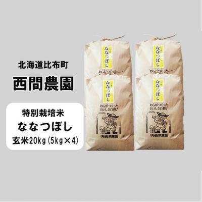 ふるさと納税 比布町 2023年新米　西間農園　ななつぼし(特別栽培米)　みがき玄米20kg 5125 sm