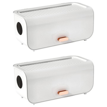 掀蓋式電線收納盒  2個  30.7 x 13.5 x 13.8cm  白色